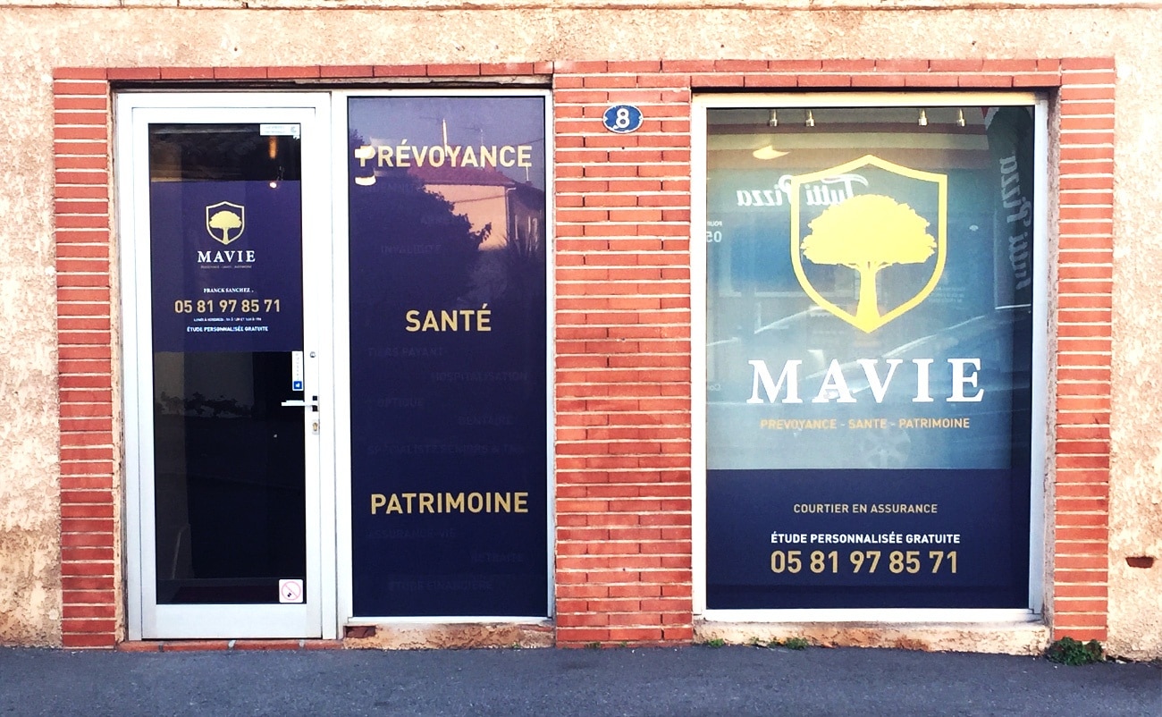 signalétique Toulouse marquage vitrine et enseigne société Mavie